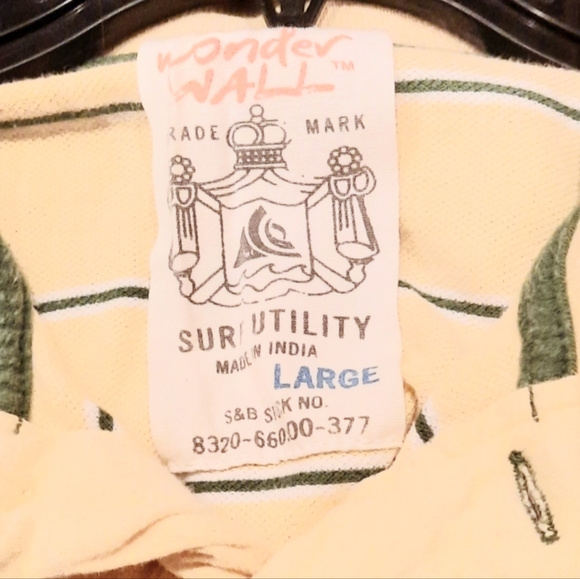 Wonderwall Surf Utility Steve & Barry Short Sleeve Striped POLO Shirt Knit Sz L - Picture 4 of 4